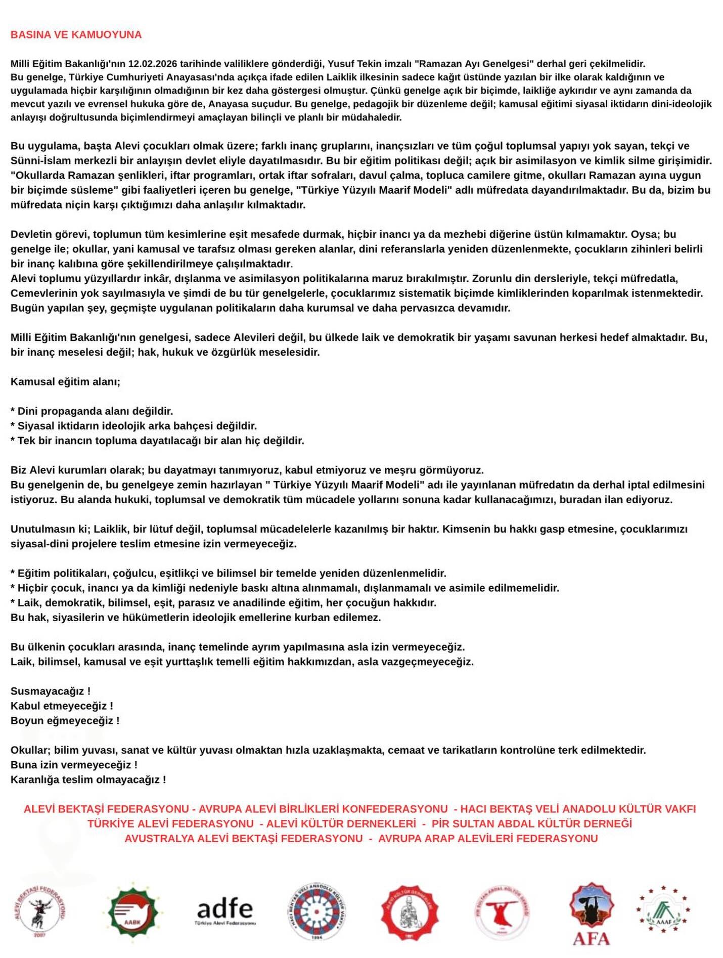 Alevi Topluluğu Açıklaması